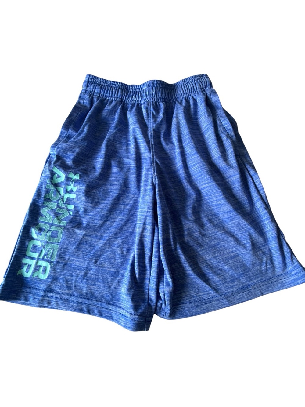 Under Armour Blue Athletic Shorts with Aqua Logo